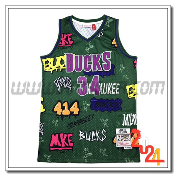 Maglia Milwaukee Bucks (ALLEN #34) 2024/25 Verde/viola