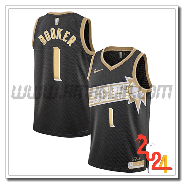 Maglia Phoenix Suns (BOOKER #1) 2024/25 Nero/Giallo