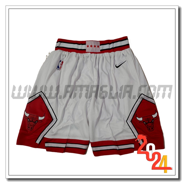 Pantaloncini NBA Chicago Bulls 2024/25 Bianco/Rosso -02
