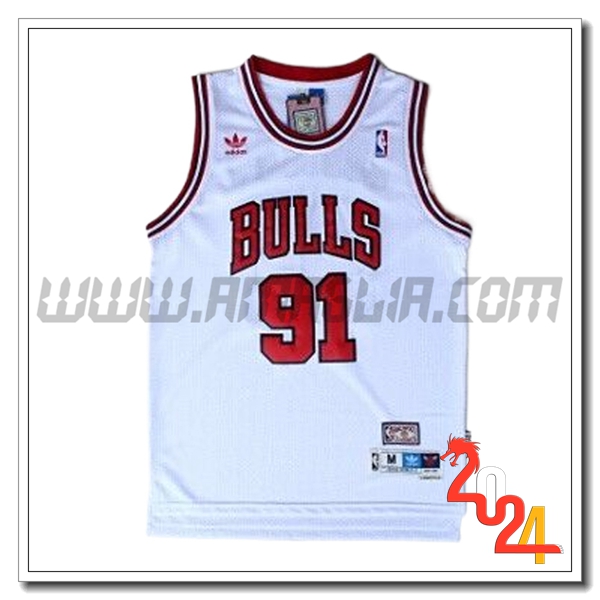 Maglia Chicago Bulls (RODMAN #91) 2024/25 Bianco/Rosso