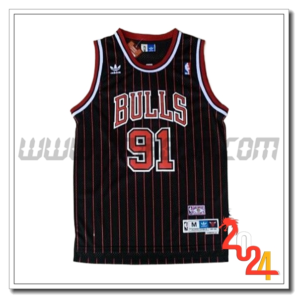 Maglia Chicago Bulls (RODMAN #91) 2024/25 Nero/Rosso -02