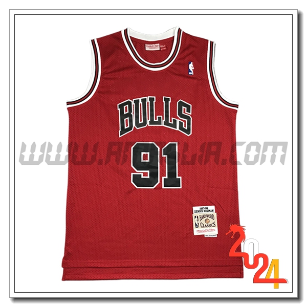 Maglia Chicago Bulls (RODMAN #91) 2024/25 Rosso -02