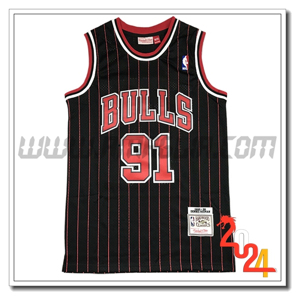 Maglia Chicago Bulls (RODMAN #91) 2024/25 Nero/Rosso -03