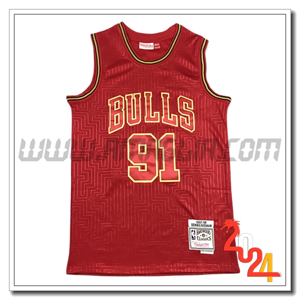 Maglia Chicago Bulls (RODMAN #91) 2024/25 Rosso/Giallo