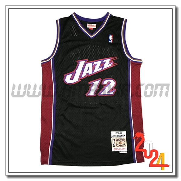 Maglia Utah Jazz (STOCKTON #12) 2024/25 Nero/viola