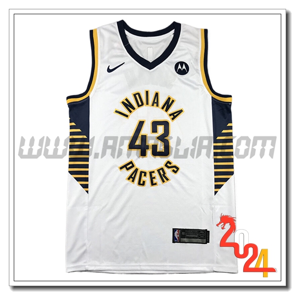 Maglia Indiana Pacers (SIAKAM #43) 2024/25 Bianco/Nero/Giallo -02