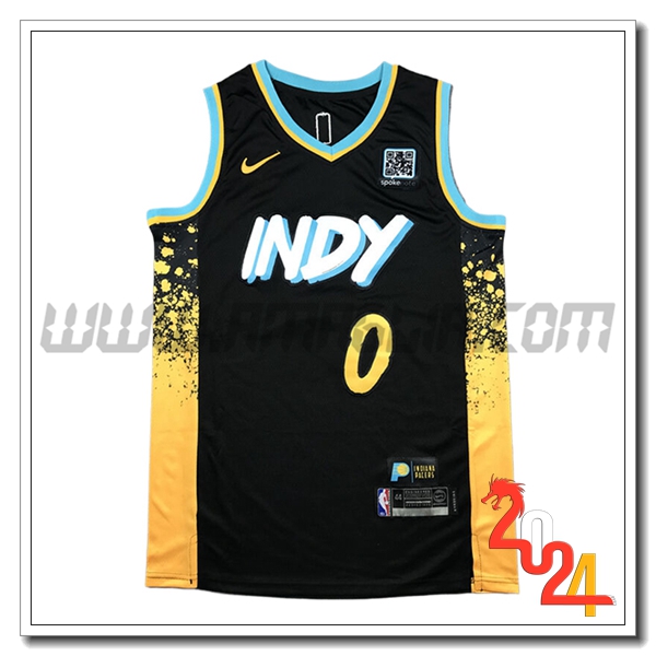 Maglia Indiana Pacers (HALIBURTON #0) 2024/25 Nero/Giallo -04