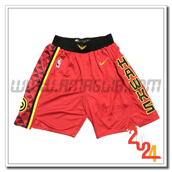 Pantaloncini NBA Atlanta Hawks 2024/25 Rosso/Nero/Giallo