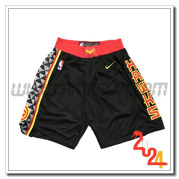 Pantaloncini NBA Atlanta Hawks 2024/25 Nero/Rosso/Giallo
