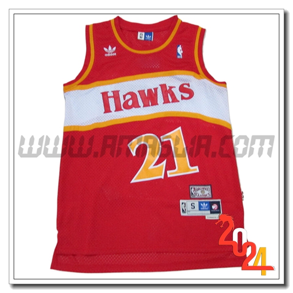 Maglia Atlanta Hawks (WILKINS #21) 2024/25 Rosso/Bianco/Giallo