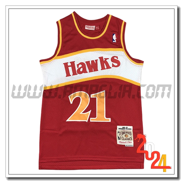Maglia Atlanta Hawks (WILKINS #21) 2024/25 Rosso/Bianco/Giallo -02