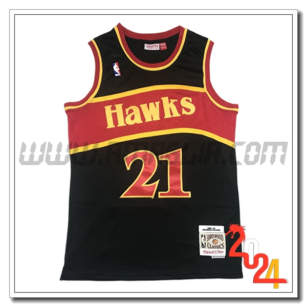 Maglia Atlanta Hawks (WILKINS #21) 2024/25 Nero/Rosso