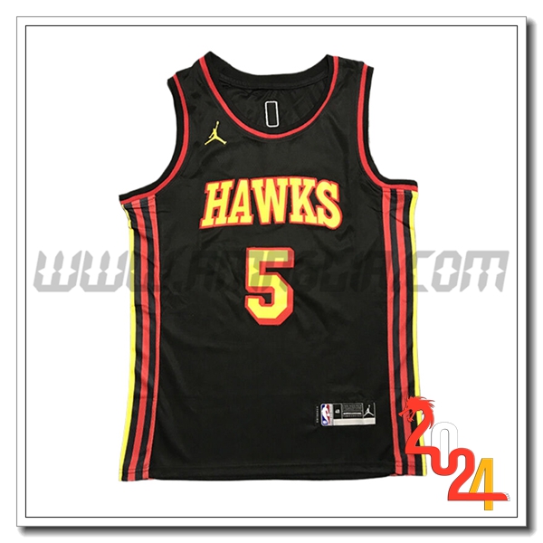 Maglia Atlanta Hawks (MURRAY #5) 2024/25 Nero/Rosso/Giallo