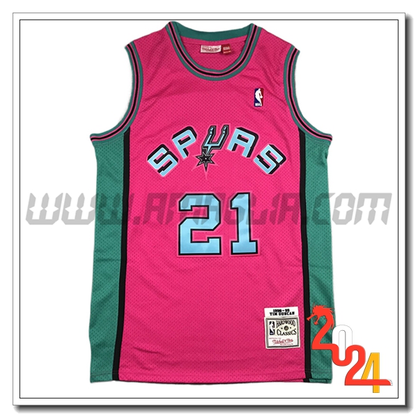 Maglia San Antonio Spurs (DUNCAN #21) 2024/25 Rosa/Verde