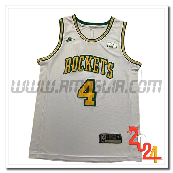 Maglia Houston Rockets (GREEN #4) 2024/25 Bianco/Giallo