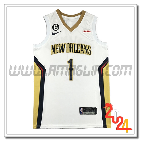 Maglia San New Orleans Pelicans (WILLIAMSON #1) 2024/25 Bianco/Giallo