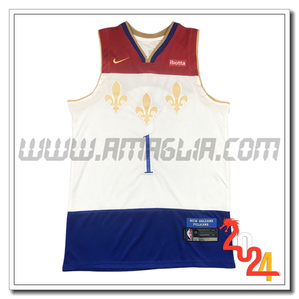 Maglia San New Orleans Pelicans (WILLIAMSON #1) 2024/25 Bianco/Blu/Rosso