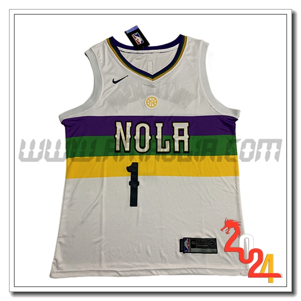 Maglia San New Orleans Pelicans (WILLIAMSON #1) 2024/25 Bianco -02