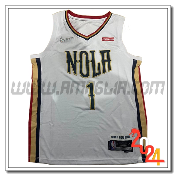 Maglia San New Orleans Pelicans (WILLIAMSON #1) 2024/25 Blu/Giallo -02