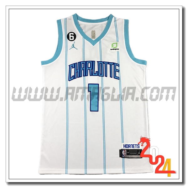 Maglia Charlotte Hornets (BALL #1) 2024/25 Bianco/Blu