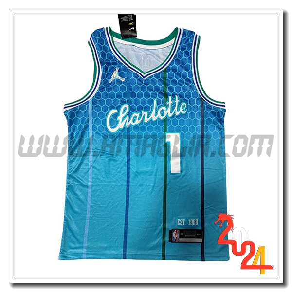 Maglia Charlotte Hornets (BALL #1) 2024/25 Blu -03