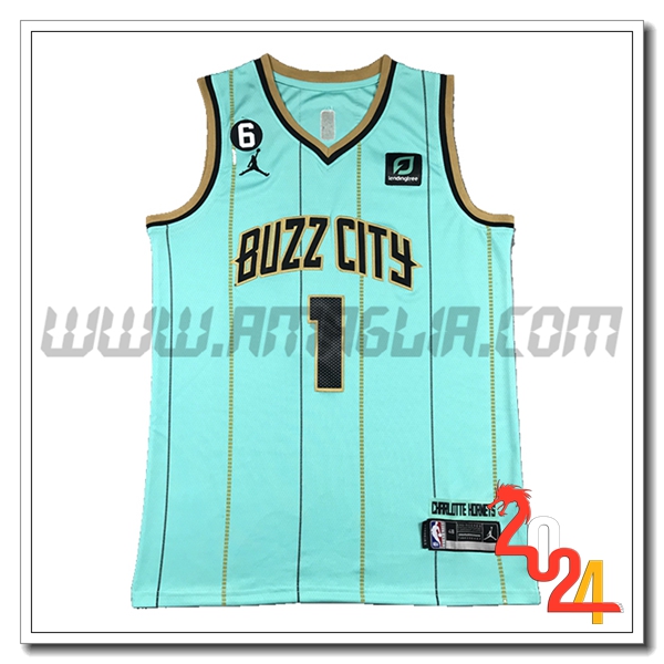 Maglia Charlotte Hornets (BALL #1) 2024/25 Verde/Nero