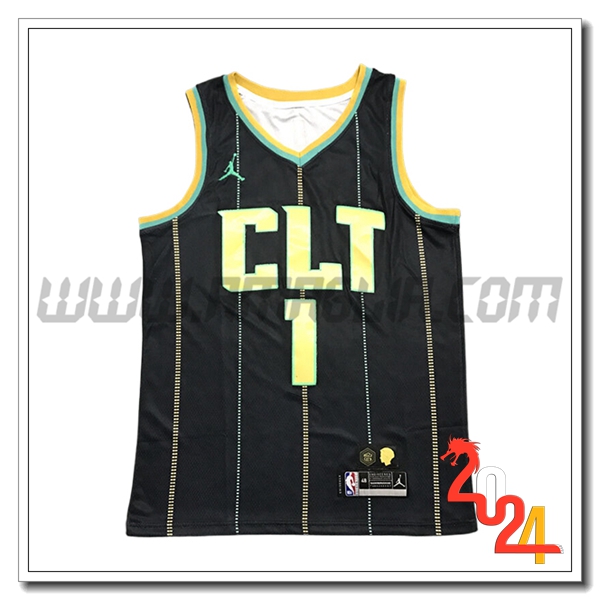 Maglia Charlotte Hornets (BALL #1) 2024/25 Nero/Giallo