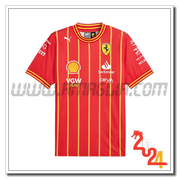 Maglietta F1 Scuderia Ferrari Team (LECLERC #16) Rosso/Giallo 2024