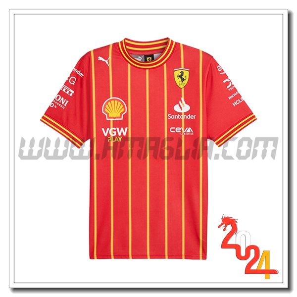 Maglietta F1 Scuderia Ferrari Team (SAINZ #55) Rosso/Giallo 2024