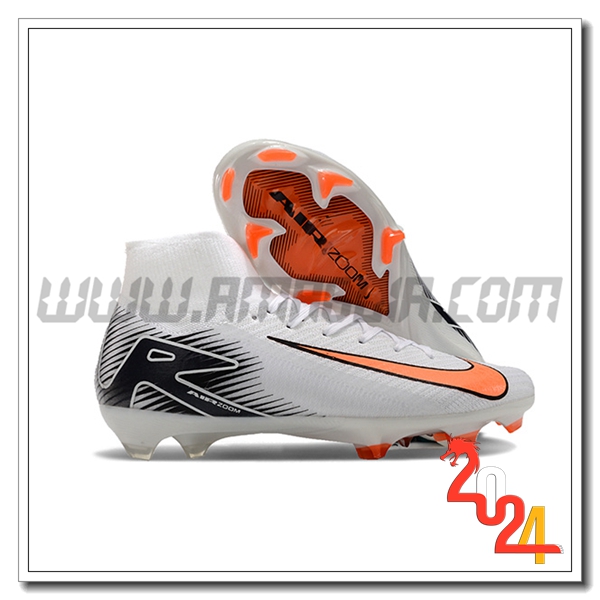 Nike Scarpe Da Calcio Air Zoom Mercurial Superfly IIX Elite FG Bianco/Nero/Arancia -02