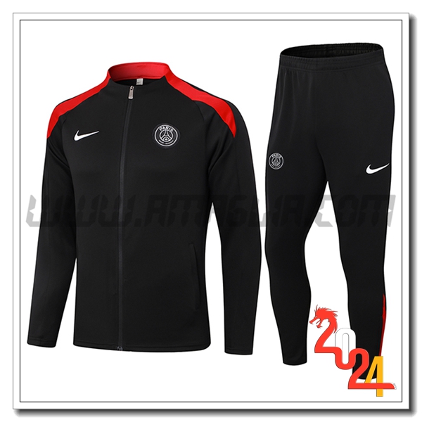 Tuta Allenamento Giacca PSG Nero/Rosso 2024 2025