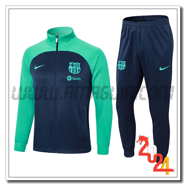 Tuta Allenamento Giacca FC Barcellona Blu/Verde 2024 2025