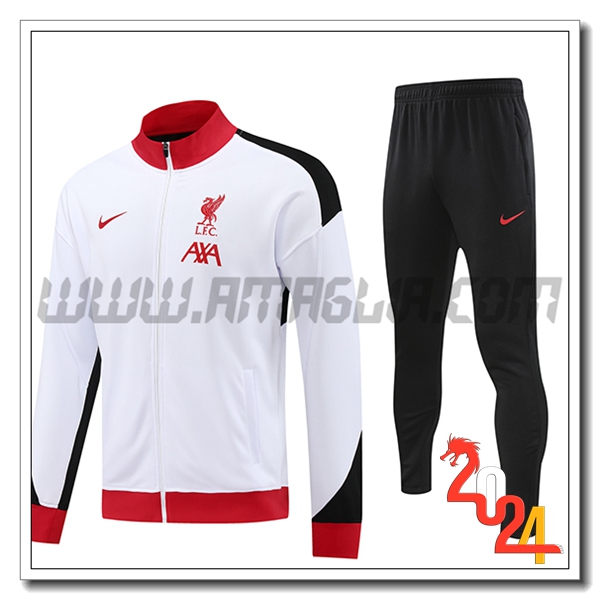 Tuta Allenamento Giacca FC Liverpool Bianco/Rosso 2024 2025