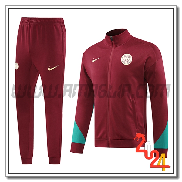 Tuta Allenamento Giacca PSG Rosso/Verde 2024 2025