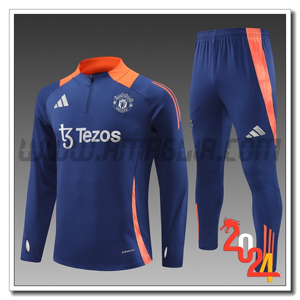 Tuta Allenamento Manchester United Bambino Blu/Arancia 2024 2025