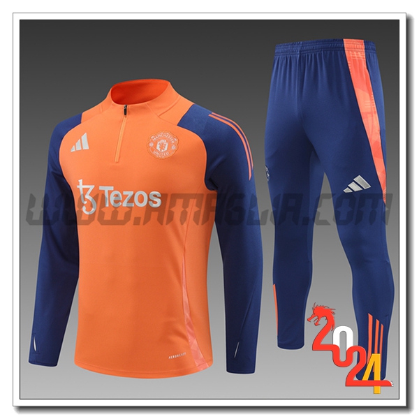 Tuta Allenamento Manchester United Bambino Arancia/Blu 2024 2025