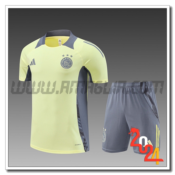 Kit Maglia Allenamento Ajax Bambino Giallo/Grigio 2024 2025