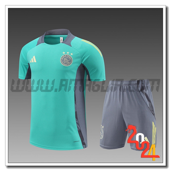 Kit Maglia Allenamento Ajax Bambino Verde/Grigio 2024 2025