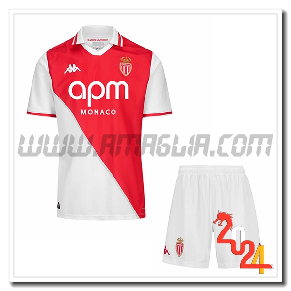 Nuova Maglie Calcio AS Monaco Bambino Prima 2024/2025