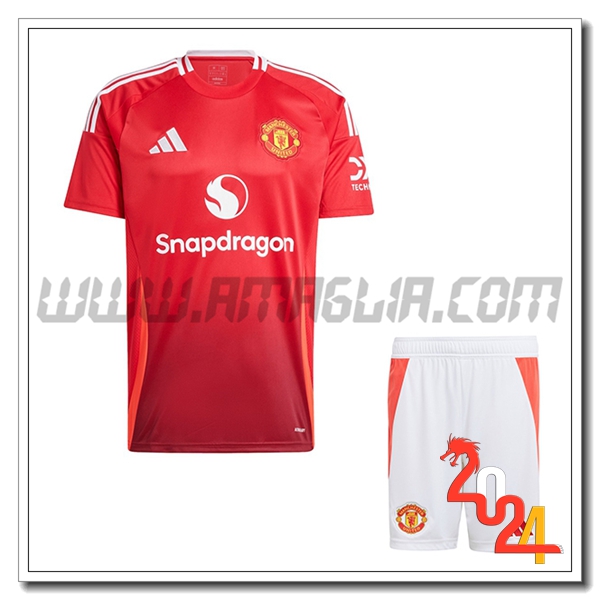 Nuova Maglie Calcio Manchester United Bambino Prima 2024/2025