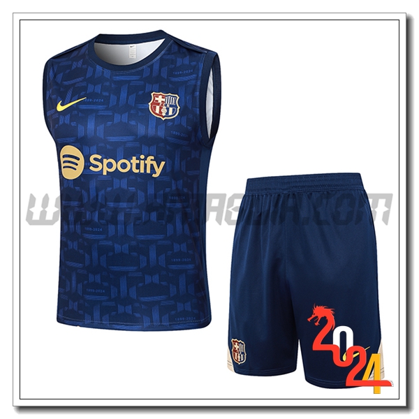 Kit Canotta Allenamento FC Barcellona Blu Reale 2024 2025
