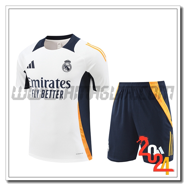 Kit Maglia Allenamento Real Madrid Bianco/Nero/Arancia 2024 2025