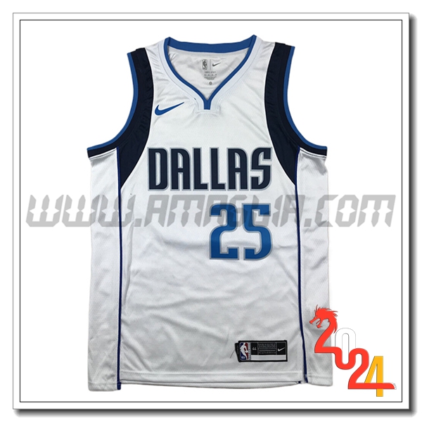 Maglia Dallas Mavericks (WASHINGTON JR. #25) 2024/25 Bianco/Blu/Nero