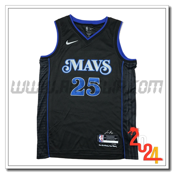 Maglia Dallas Mavericks (WASHINGTON JR. #25) 2024/25 Nero/Blu