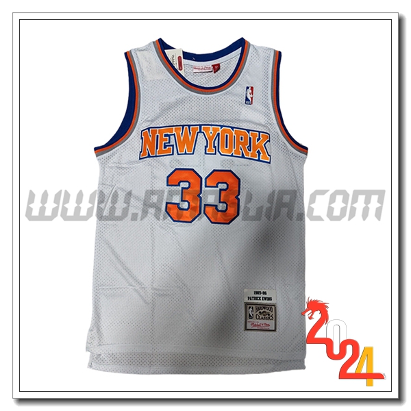 Maglia New York Knicks (EWING #33) 2024/25 Bianco/Arancia/Blu