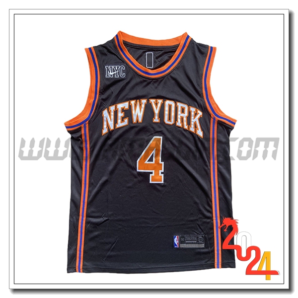Maglia New York Knicks (Rosa #4) 2024/25 Nero/Arancia/Blu