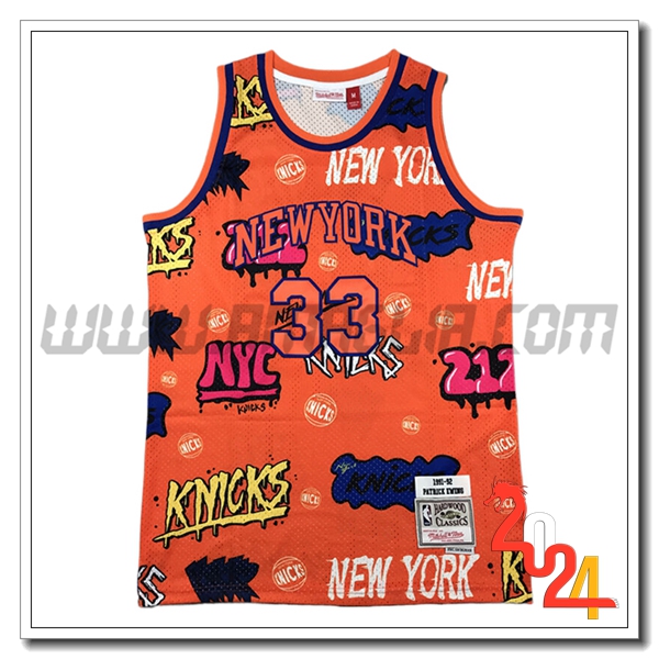 Maglia New York Knicks (EWING #33) 2024/25 Arancia/Blu/Giallo/Rosa