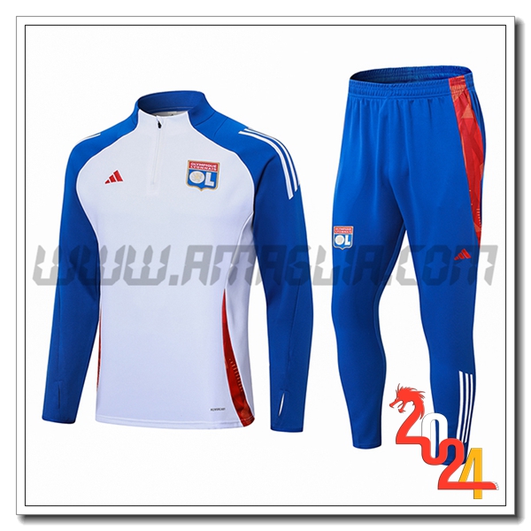 Tuta Allenamento Lione Bianco/Blu/Rosso 2024 2025