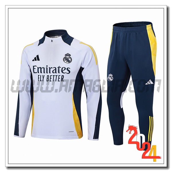 Tuta Allenamento Real Madrid Bianco/Blu/Giallo 2024 2025