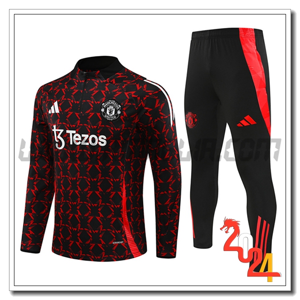 Tuta Allenamento Manchester United Nero/Rosso 2024 2025